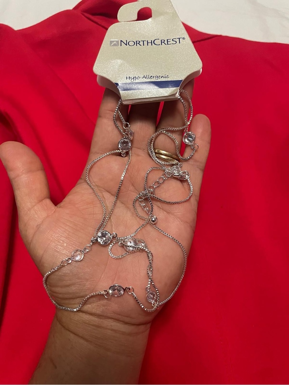 Northcrest Silver Necklace with Clear Crystal Stations